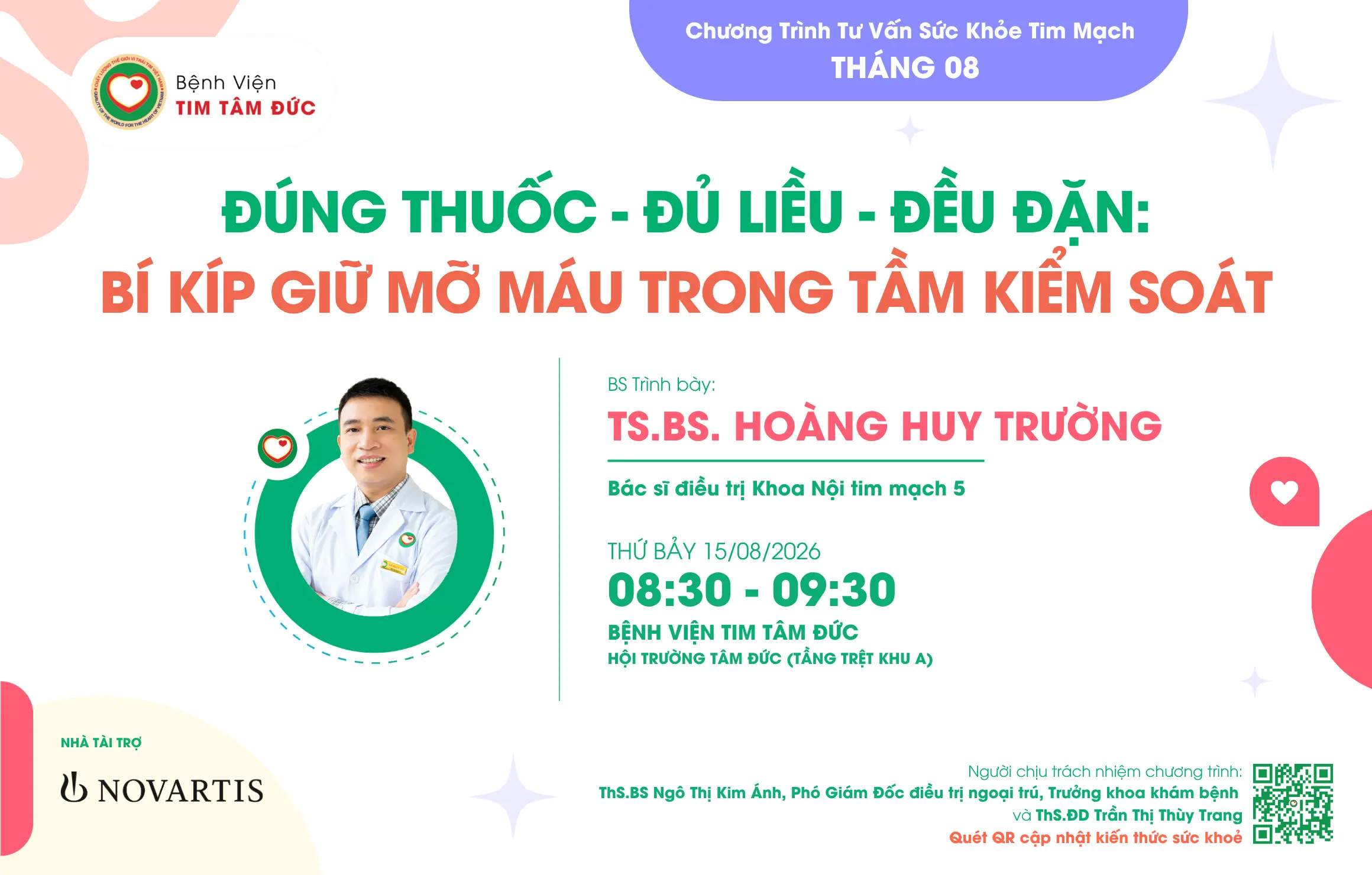 Tư vấn sức khỏe tim mạch Tháng 8/2026: Đúng thuốc - Đủ liều - Điều đặn: Bí kíp giữ mỡ máu trong tầm kiểm soát